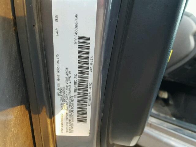 4S3BL616587212112 - 2008 SUBARU LEGACY 2.5 GRAY photo 10