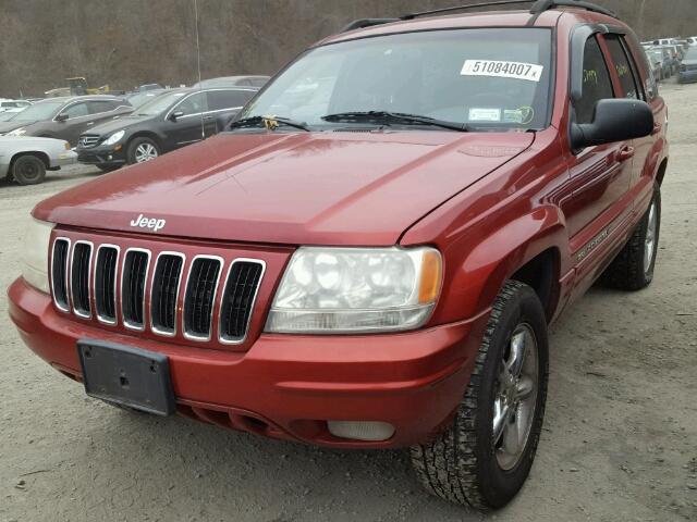 1J4GW58N61C727664 - 2001 JEEP GRAND CHER RED photo 2