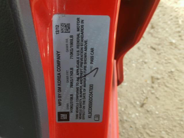 KL8CD6S95DC547830 - 2013 CHEVROLET SPARK 1LT RED photo 10