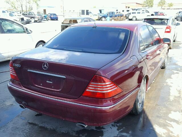 WDBNG76J63A377360 - 2003 MERCEDES-BENZ S 600 MAROON photo 4