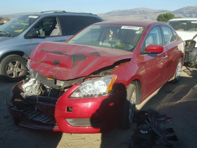 3N1AB7AP7EY326543 - 2014 NISSAN SENTRA S RED photo 2