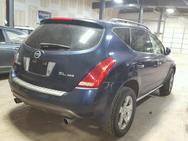 JN8AZ08W76W529281 - 2006 NISSAN MURANO SL BLUE photo 4