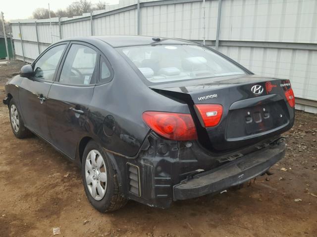 KMHDU46D48U500377 - 2008 HYUNDAI ELANTRA GL BLACK photo 3