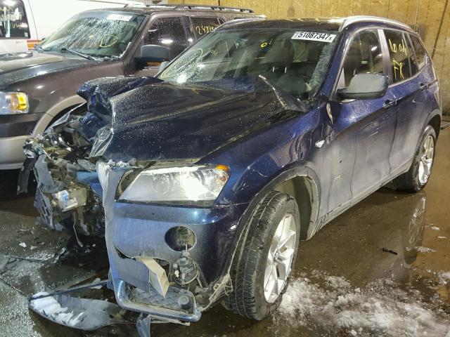 5UXWX9C50D0D00131 - 2013 BMW X3 XDRIVE2 BLUE photo 2