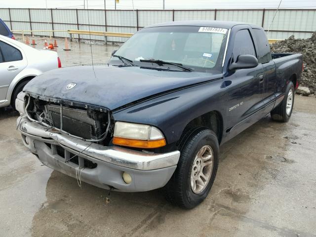 1B7GL22NX1S140217 - 2001 DODGE DAKOTA BLUE photo 2