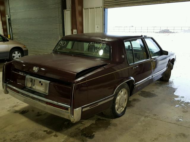 1G6CD53B4N4276227 - 1992 CADILLAC DEVILLE MAROON photo 4