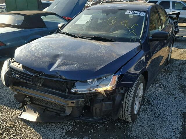 3VW2K7AJ2EM367759 - 2014 VOLKSWAGEN JETTA BASE BLUE photo 2