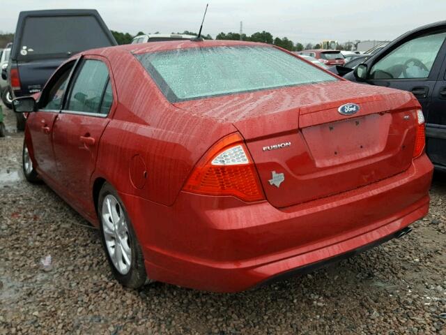 3FAHP0HA0CR357507 - 2012 FORD FUSION SE RED photo 3