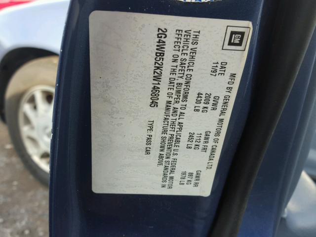 2G4WB52K2W1468045 - 1998 BUICK REGAL LS BLUE photo 10