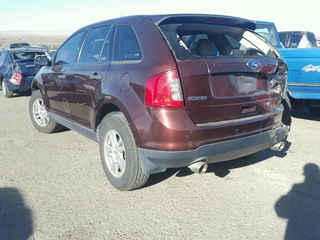 2FMDK3GC3CBA22876 - 2012 FORD EDGE SE BURGUNDY photo 3