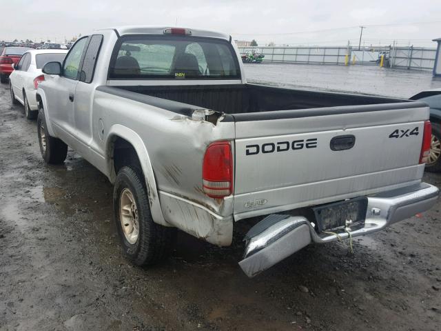 1B7GG42N22S520296 - 2002 DODGE DAKOTA SLT SILVER photo 3