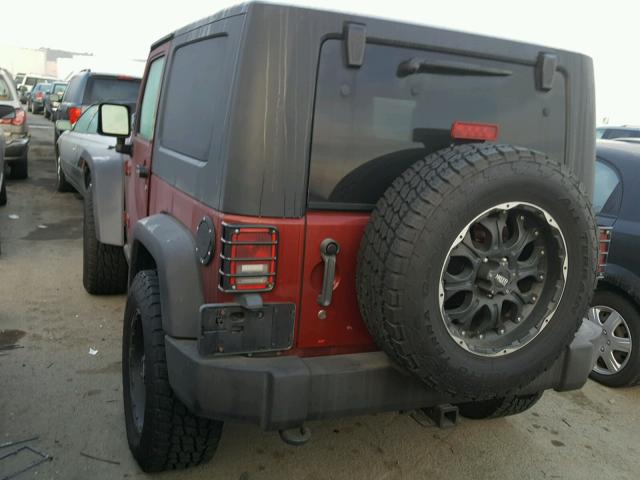 1J4BA6D17AL225800 - 2010 JEEP WRANGLER R MAROON photo 3