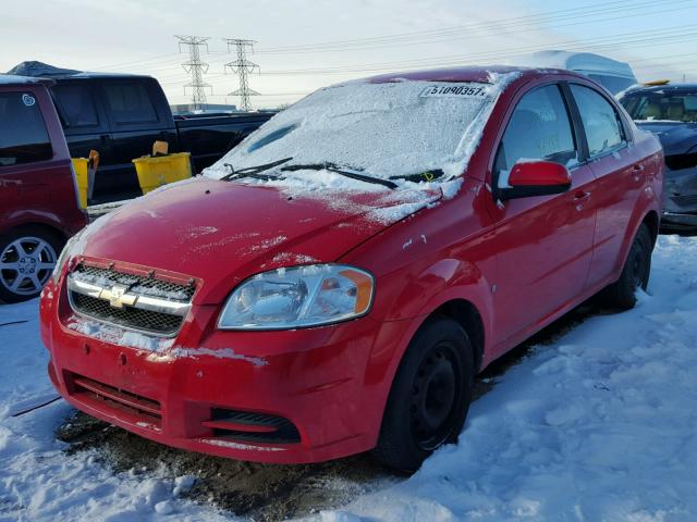 KL1TD56E19B308255 - 2009 CHEVROLET AVEO LS RED photo 2