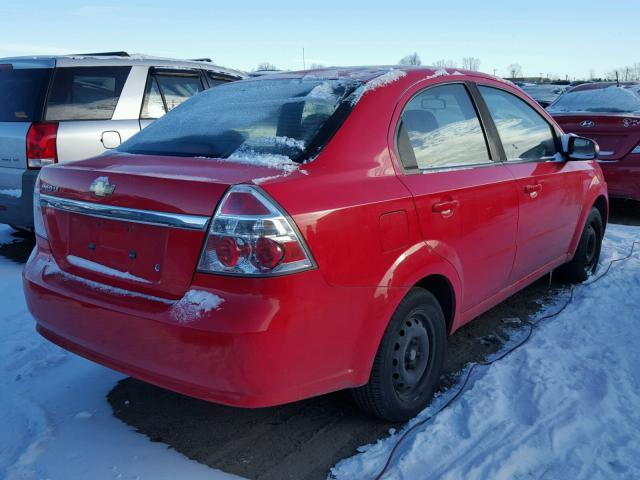 KL1TD56E19B308255 - 2009 CHEVROLET AVEO LS RED photo 4