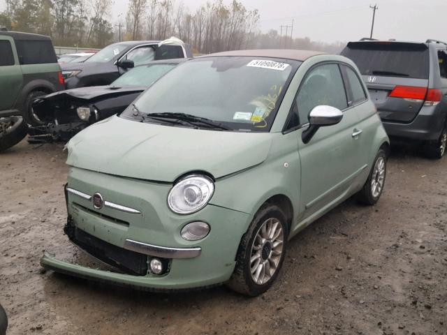 3C3CFFER8CT295432 - 2012 FIAT 500 LOUNGE GREEN photo 2