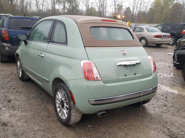 3C3CFFER8CT295432 - 2012 FIAT 500 LOUNGE GREEN photo 3