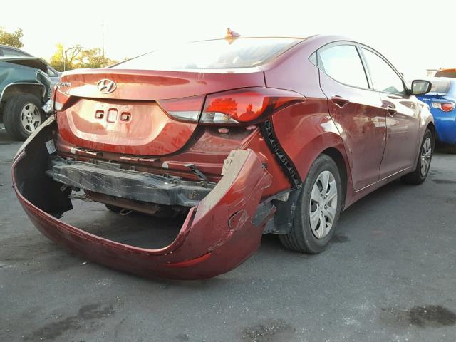 5NPDH4AE7GH692749 - 2016 HYUNDAI ELANTRA SE MAROON photo 4