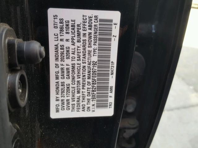 19XFB2F85FE097192 - 2015 HONDA CIVIC EX 黑色 照片 10