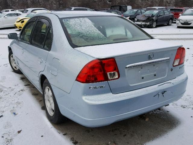 JHMES96653S016895 - 2003 HONDA CIVIC HYBR BLUE photo 3