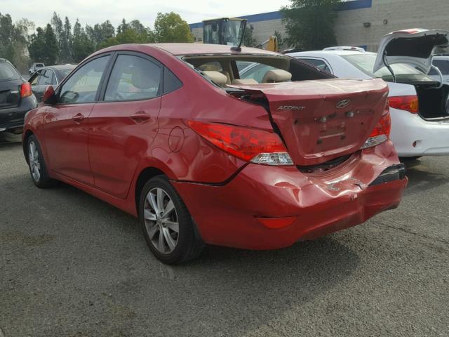 KMHCU4AE1DU442945 - 2013 HYUNDAI ACCENT GLS RED photo 3