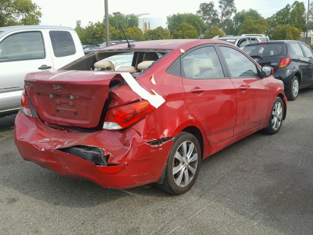 KMHCU4AE1DU442945 - 2013 HYUNDAI ACCENT GLS RED photo 4