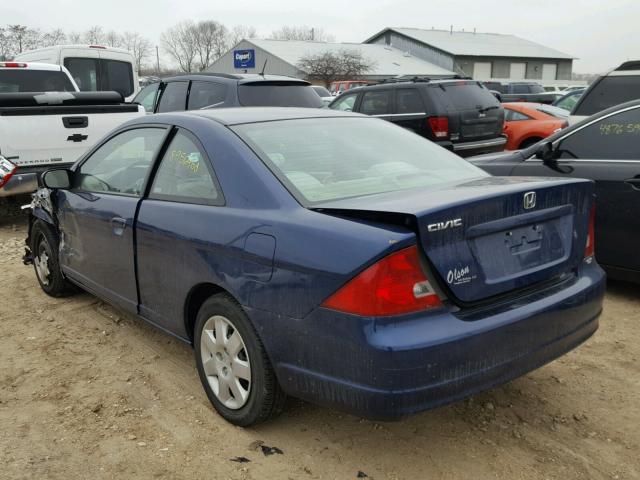 1HGEM21991L070357 - 2001 HONDA CIVIC SI BLUE photo 3