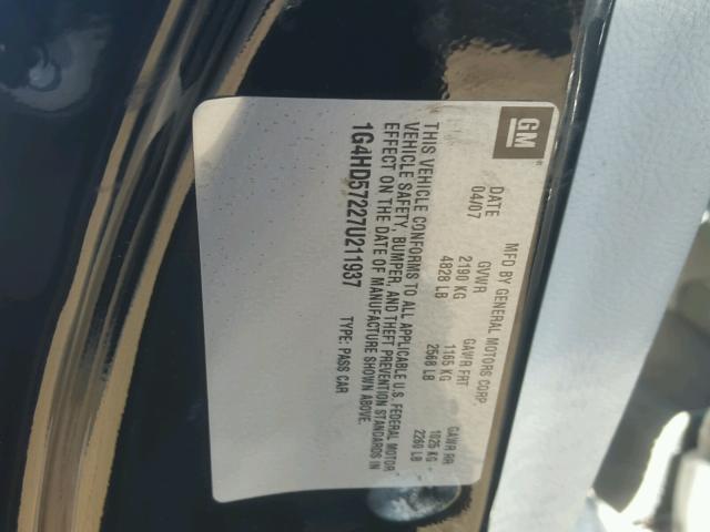 1G4HD57227U211937 - 2007 BUICK LUCERNE CX BLACK photo 10