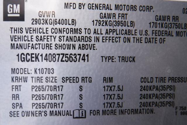 1GCEK14087Z563741 - 2007 CHEVROLET SILVERADO WHITE photo 10