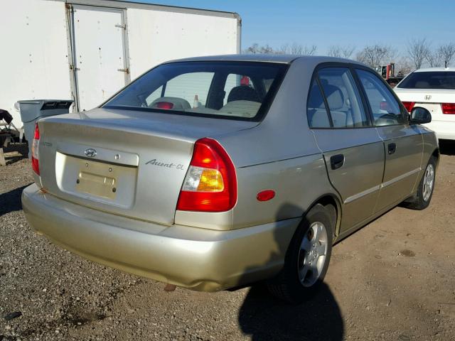 KMHCG45C92U398478 - 2002 HYUNDAI ACCENT GL GOLD photo 4