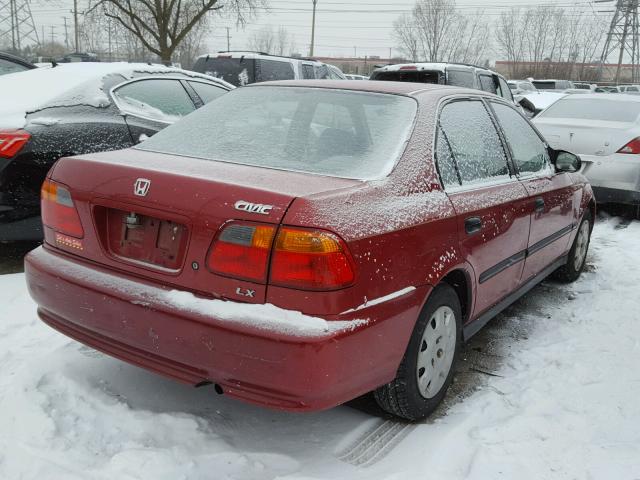 1HGEJ6675XL038344 - 1999 HONDA CIVIC LX RED photo 4