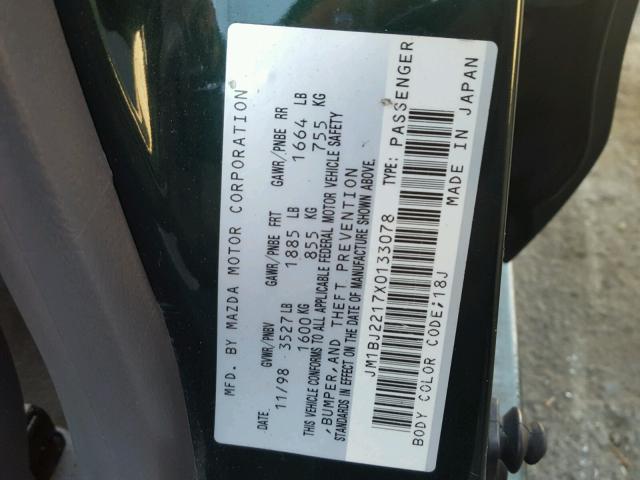 JM1BJ2217X0133078 - 1999 MAZDA PROTEGE ES 绿色 照片 10