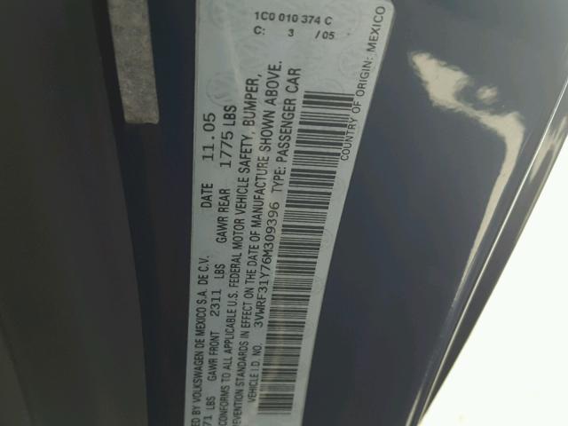 3VWRF31Y76M309396 - 2006 VOLKSWAGEN NEW BEETLE 蓝色 照片 10