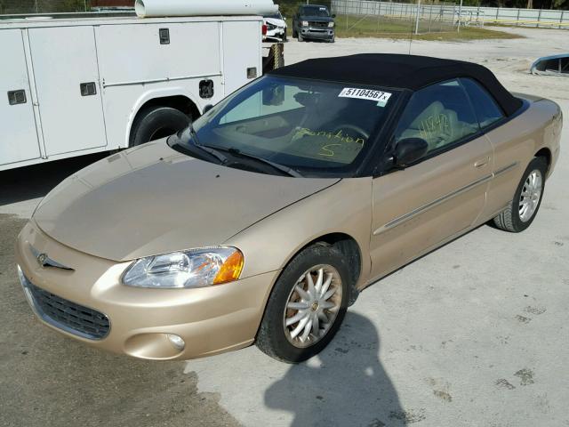 1C3EL55U61N733359 - 2001 CHRYSLER SEBRING LX BEIGE photo 2