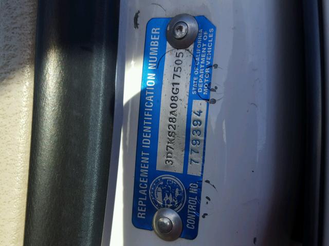 3D7KS28A08G175051 - 2008 DODGE RAM 2500 S WHITE photo 10