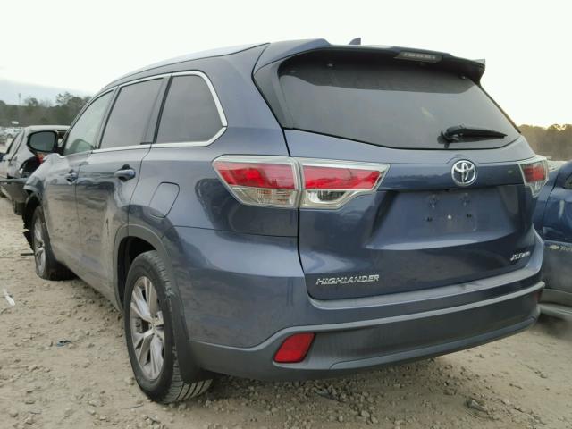 5TDJKRFH0ES048120 - 2014 TOYOTA HIGHLANDER BLUE photo 3