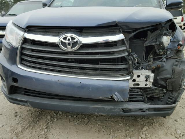 5TDJKRFH0ES048120 - 2014 TOYOTA HIGHLANDER BLUE photo 9