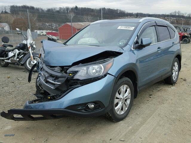 5J6RM4H70EL056671 - 2014 HONDA CR-V EXL TEAL photo 2