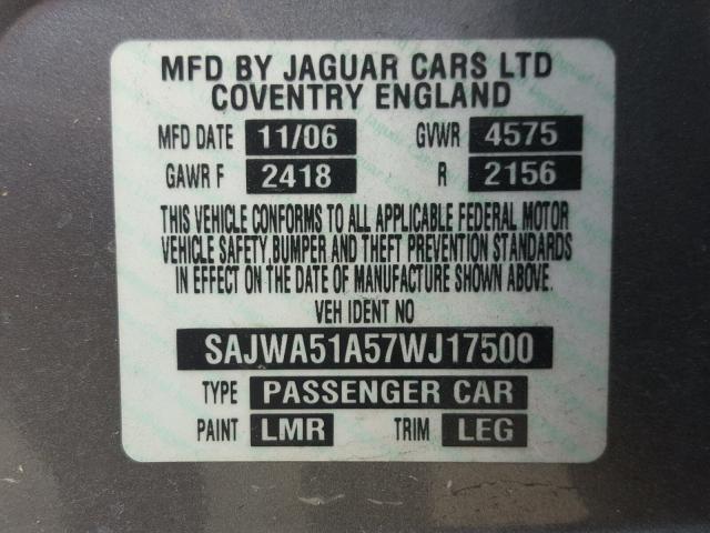 SAJWA51A57WJ17500 - 2007 JAGUAR X-TYPE 3.0 GRAY photo 10