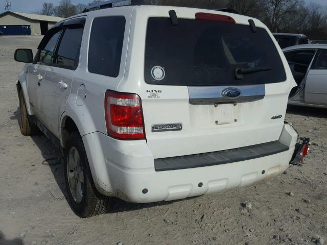 1FMCU94188KD08652 - 2008 FORD ESCAPE LIM WHITE photo 3