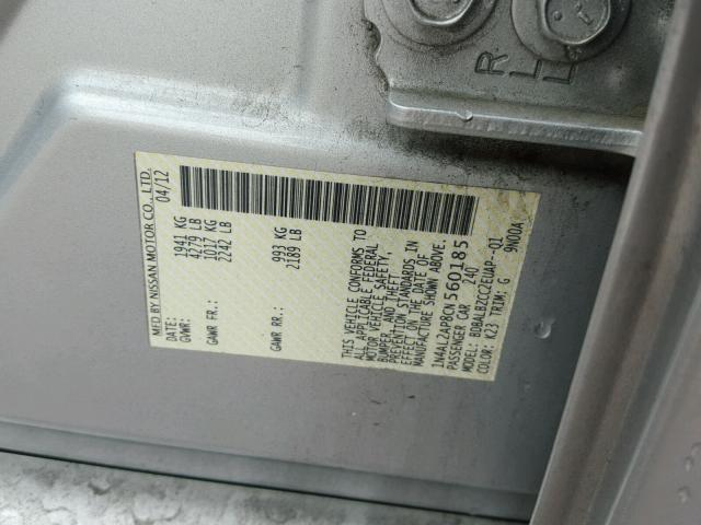 1N4AL2AP8CN560185 - 2012 NISSAN ALTIMA BAS SILVER photo 10