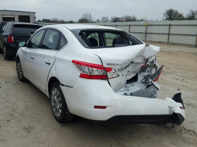 3N1AB7AP7FY293691 - 2015 NISSAN SENTRA S WHITE photo 3