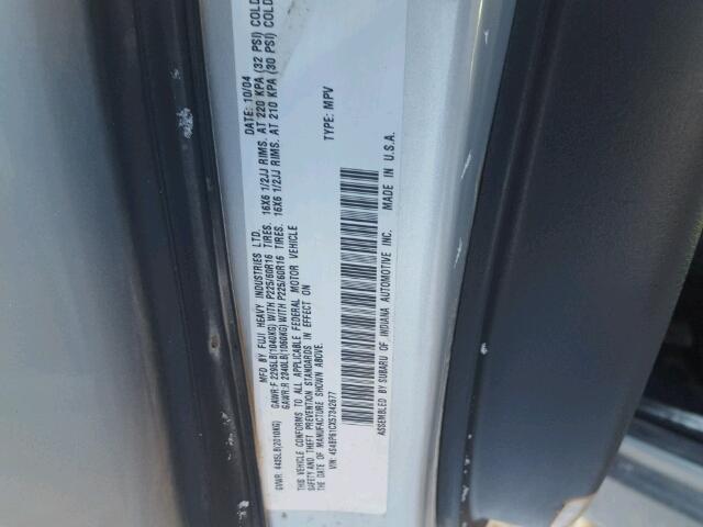 4S4BP61CX57342677 - 2005 SUBARU LEGACY OUT GRAY photo 10