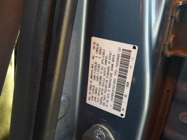 1HGCM56357A010903 - 2007 HONDA ACCORD SE BLUE photo 10