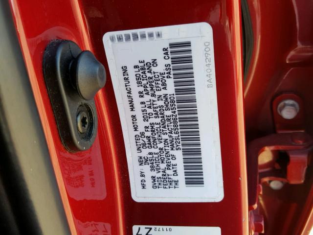 5Y2SL65886Z455801 - 2006 PONTIAC VIBE RED photo 10