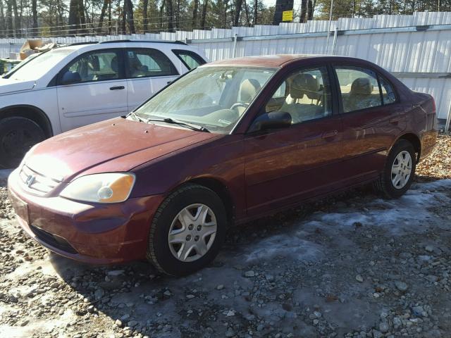 1HGES15503L028332 - 2003 HONDA CIVIC LX MAROON photo 2