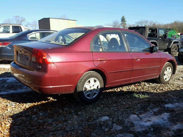 1HGES15503L028332 - 2003 HONDA CIVIC LX MAROON photo 4