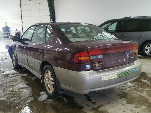 4S3BE686417200233 - 2001 SUBARU LEGACY OUT BURGUNDY photo 3