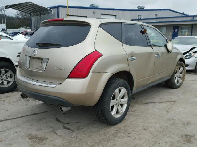 JN8AZ08W46W501597 - 2006 NISSAN MURANO SL GOLD photo 4