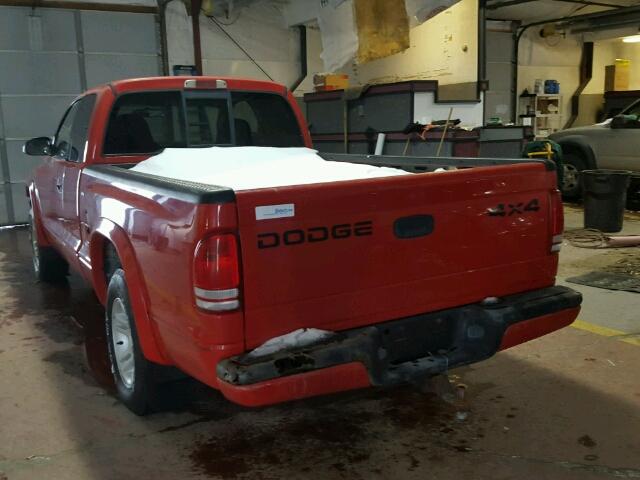 1B7GG22N91S216224 - 2001 DODGE DAKOTA RED photo 3