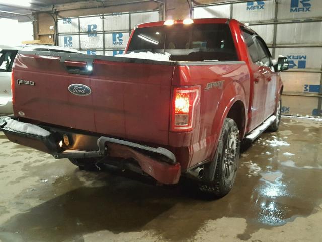 1FTEW1EG4GFB80574 - 2016 FORD F150 SUPER RED photo 4
